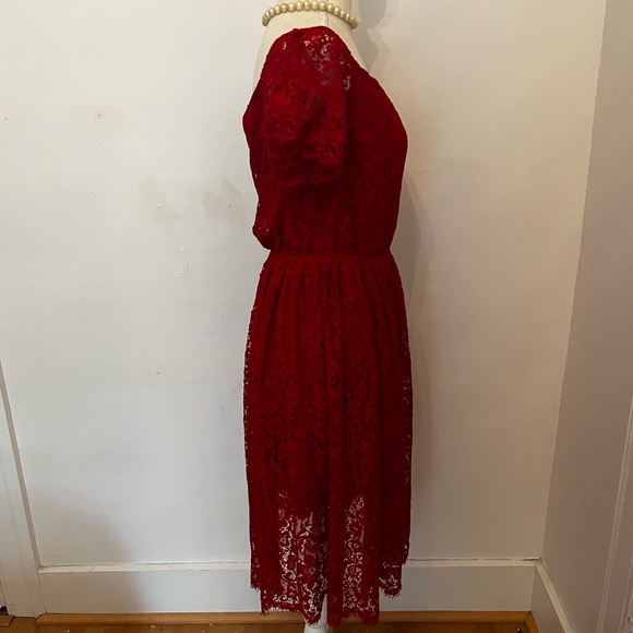 EXPRESS Red Lace Mini Party Dress - Picture 3 of 5